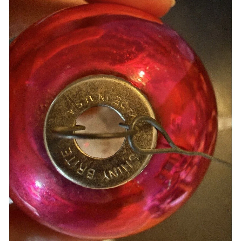 VTG 50's Shiny Brite Mercury Glass Christmas Ornament Striped Ball MCM Holiday